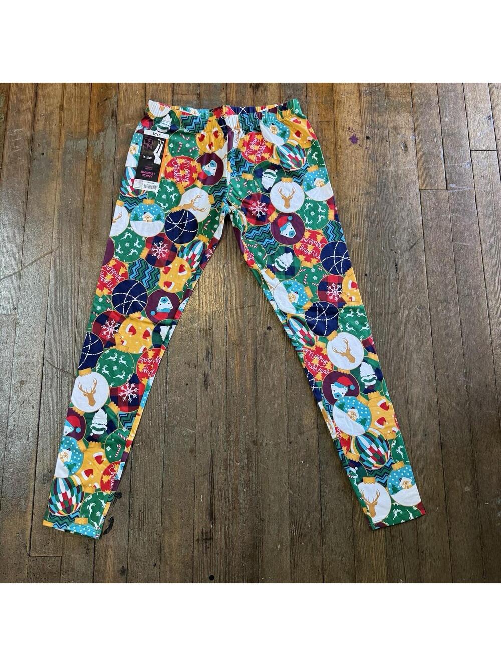 No Boundaries Womens Pull On Elastic Waist Christmas Skinny Leggings Sz Med 7/9